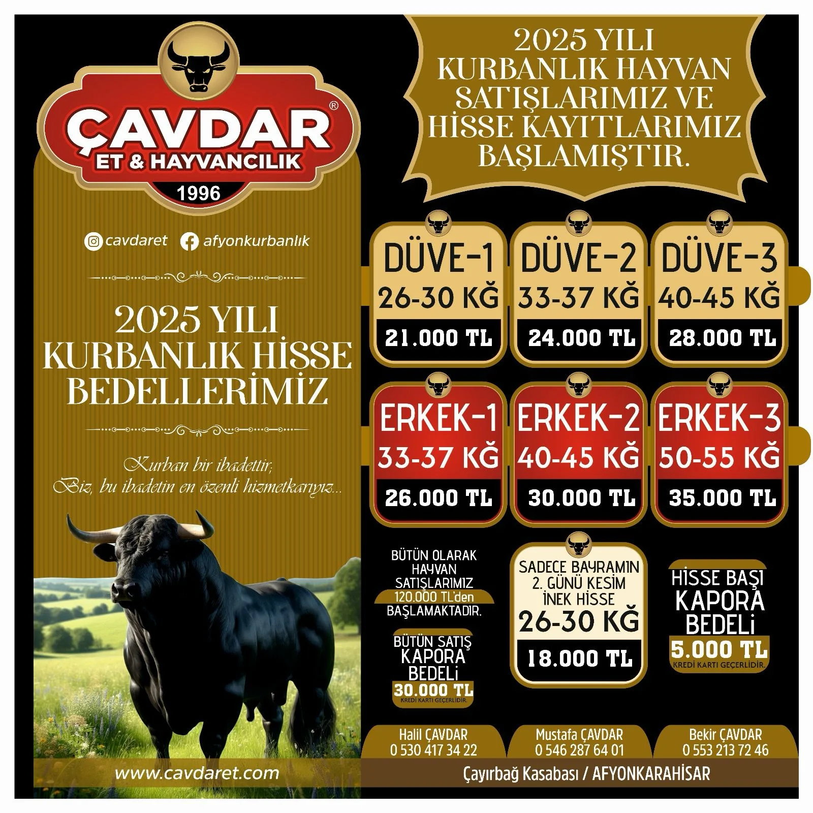 Afyon Kurbanlık Hisse | Afyon Adaklık| Akika Kurbanı | Şükür Kurbanı | Afyon Adaklık Kurban