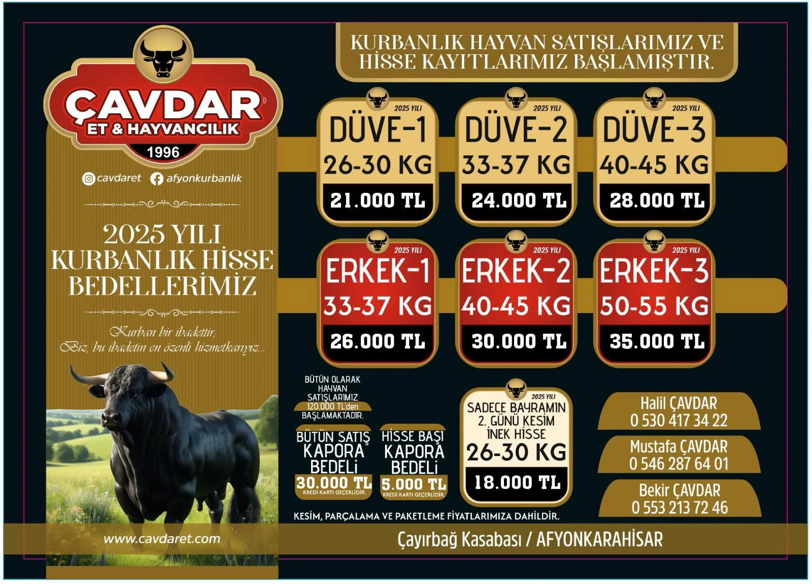 Afyon Kurbanlık Hisse | Afyon Adaklık| Akika Kurbanı | Şükür Kurbanı | Afyon Adaklık Kurban